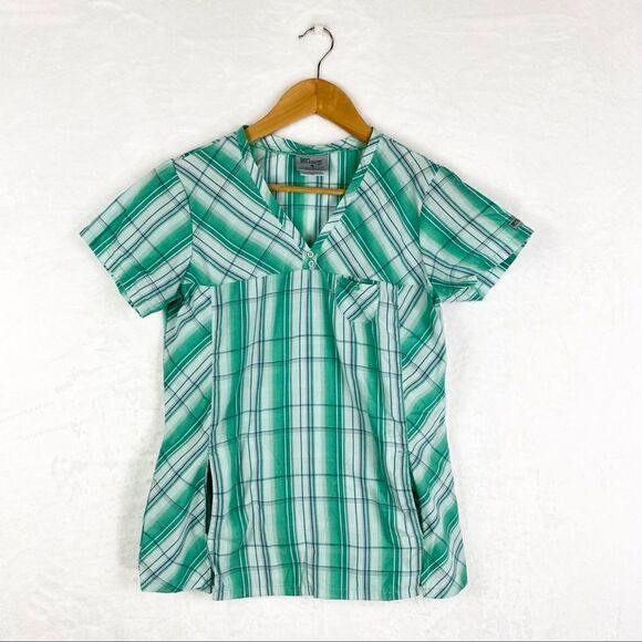 Greys Anatomy Barco Green Plaid Scrub Short Sleeve - Picture 1 of 6